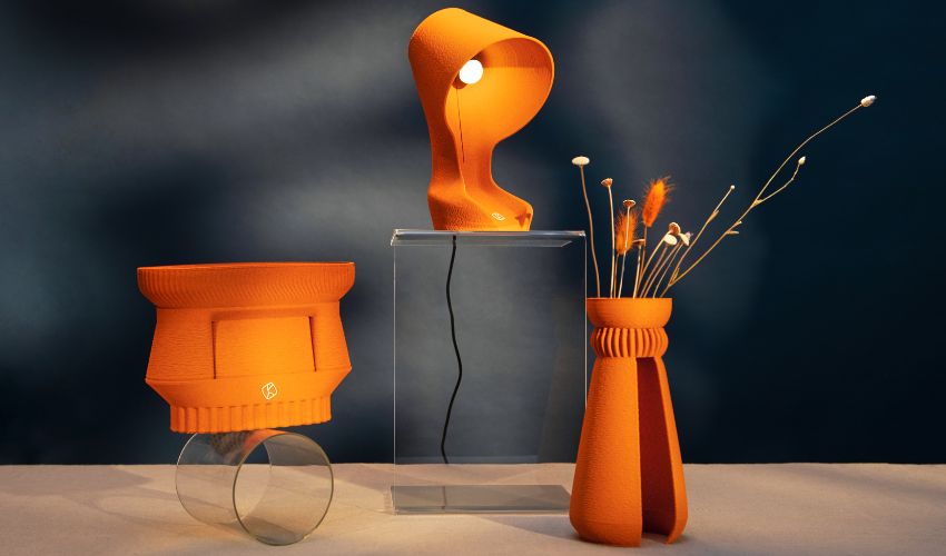 Krill Design stampa in 3D oggetti per interni con bucce d'arancia